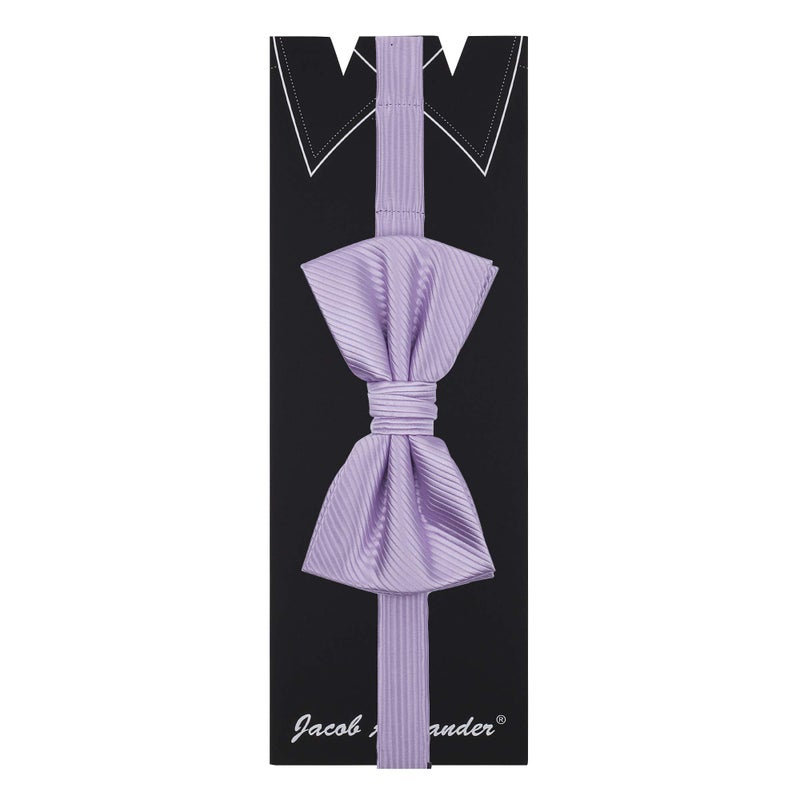 Jacob Alexander Men's Tone on Tone Corded Pre-Tied Bow Tie - Lavender - Image 3